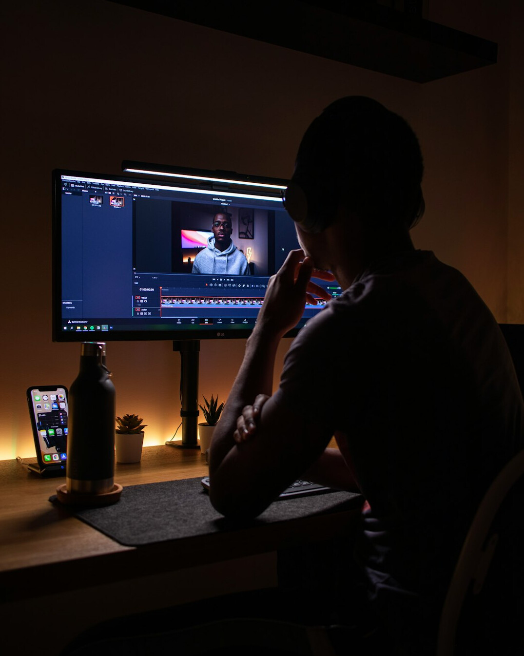 video editor working on timeline